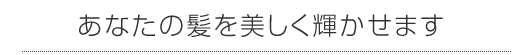 あなたの髪を美しく輝かせます